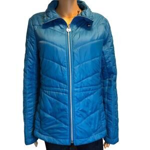 Y2K Guess Nylon Quilted Puffer Coat Jacket Fall Winter Zip Up Women M/L Pocket